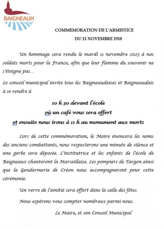 Affiche de la commémoration du 11 novembre