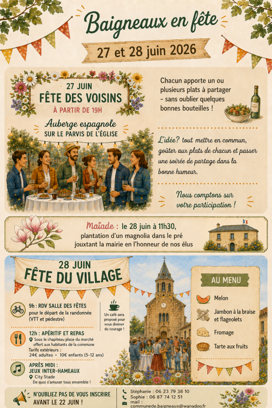 Baigneaux en fête - 27 et 28 juin 2026