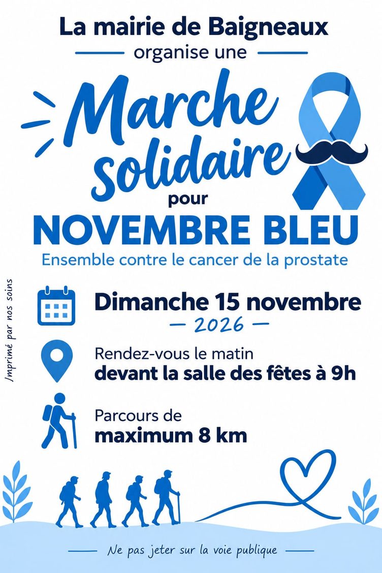 Affiche de la marche solidaire Novembre bleu du 15 novembre 2026